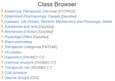 RxClass drug class browser